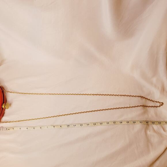 Sondra Roberts red croc embossed leather oval hard case cross body bag - Picture 13 of 14